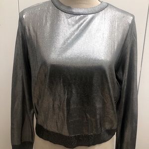 Zara Metallic Silver crop sweater